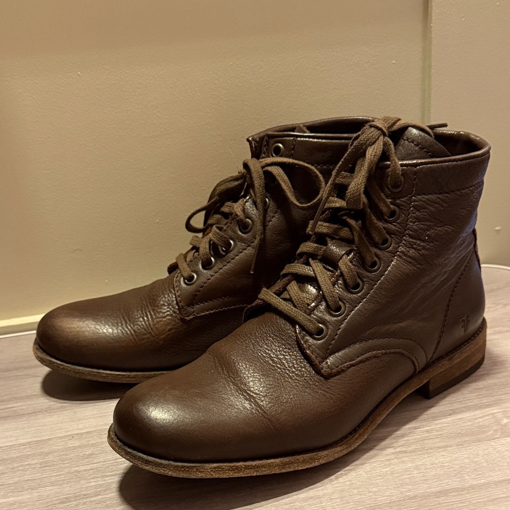 Brown Leather Frye Ankle Boots